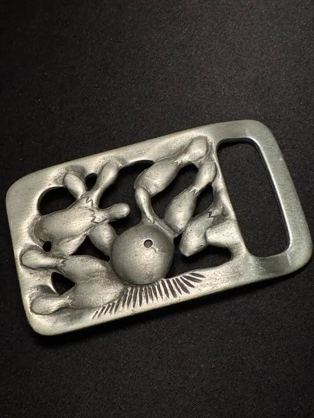 Vintage Pewter Bowling Belt Buckle
